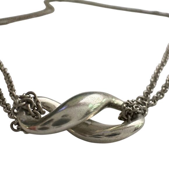 Tiffany & Co Infinity Double Chain Pendant and Necklace in Sterling 14.5" Chain - Picture 7 of 14